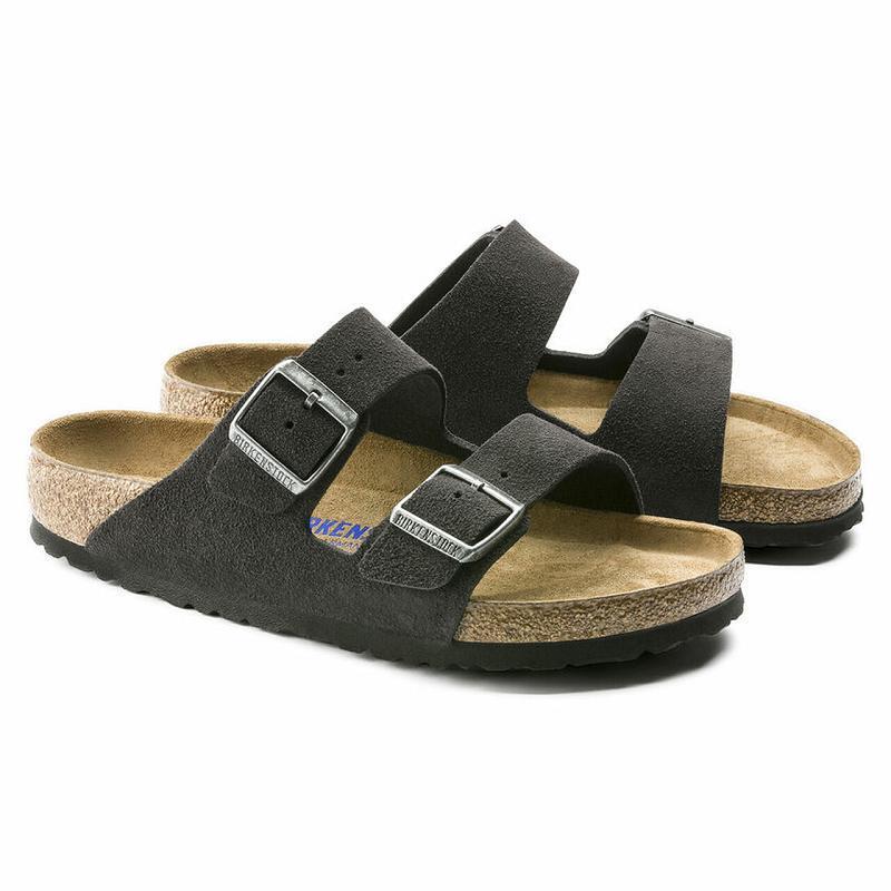 Birkenstock Soft Footbed Ruskind Arizona Dame Sort | DK 60TCE